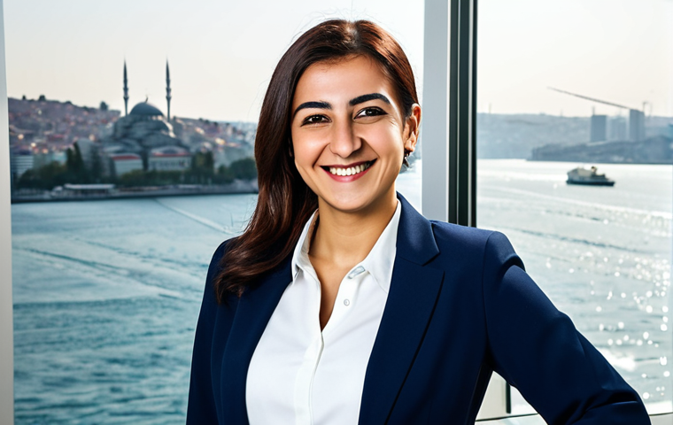 요구르트 만들기  집에서 시작하는 방법 - **Subject:** A cheerful Turkish woman in a modest, professional business suit, smiling warmly.
    *...