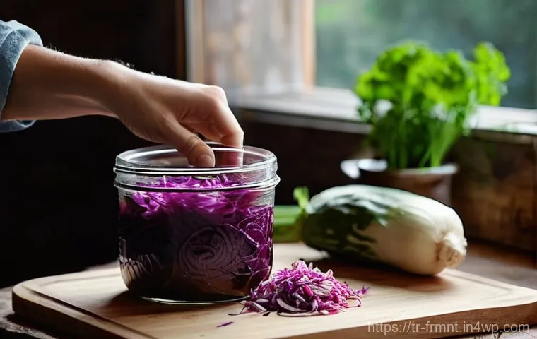 발효식품으로 만드는 건강 간식 - The Artisan of Fermentation**
**Prompt:** A close-up, warm, and well-lit shot of a young woman's ha...
