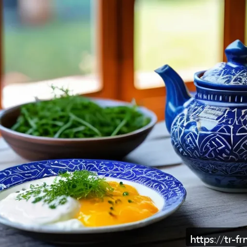 발효식품의 건강 효과에 대한 연구 결과 - A vibrant and detailed close-up of a traditional Turkish breakfast table featuring a bowl of creamy ...